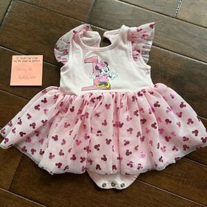 Disney Pink Minnie Mouse First Birthday Dress